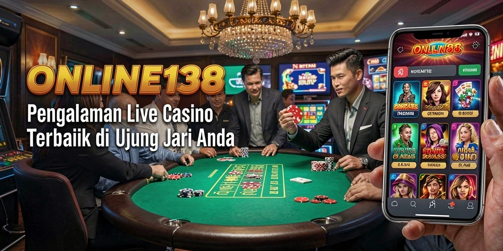 Screenshot gameplay <strong>ONLINE138</strong> yang menampilkan dealer dan permainan langsung.