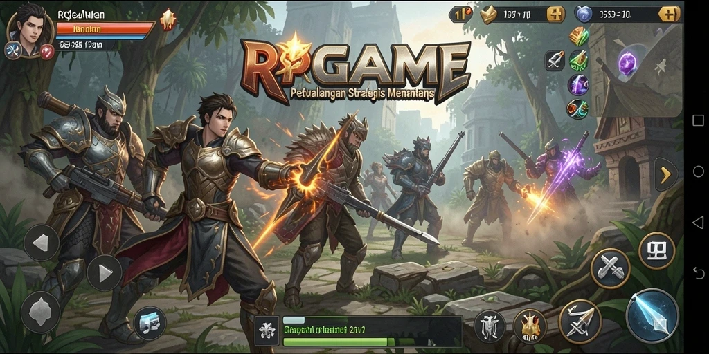 Screenshot RPGAME menunjukkan aksi pertempuran strategis yang mendebarkan.