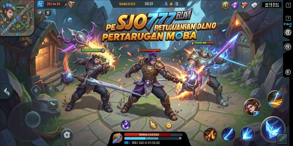Tampilan gameplay seru di arena pertempuran MOBA SJO777.